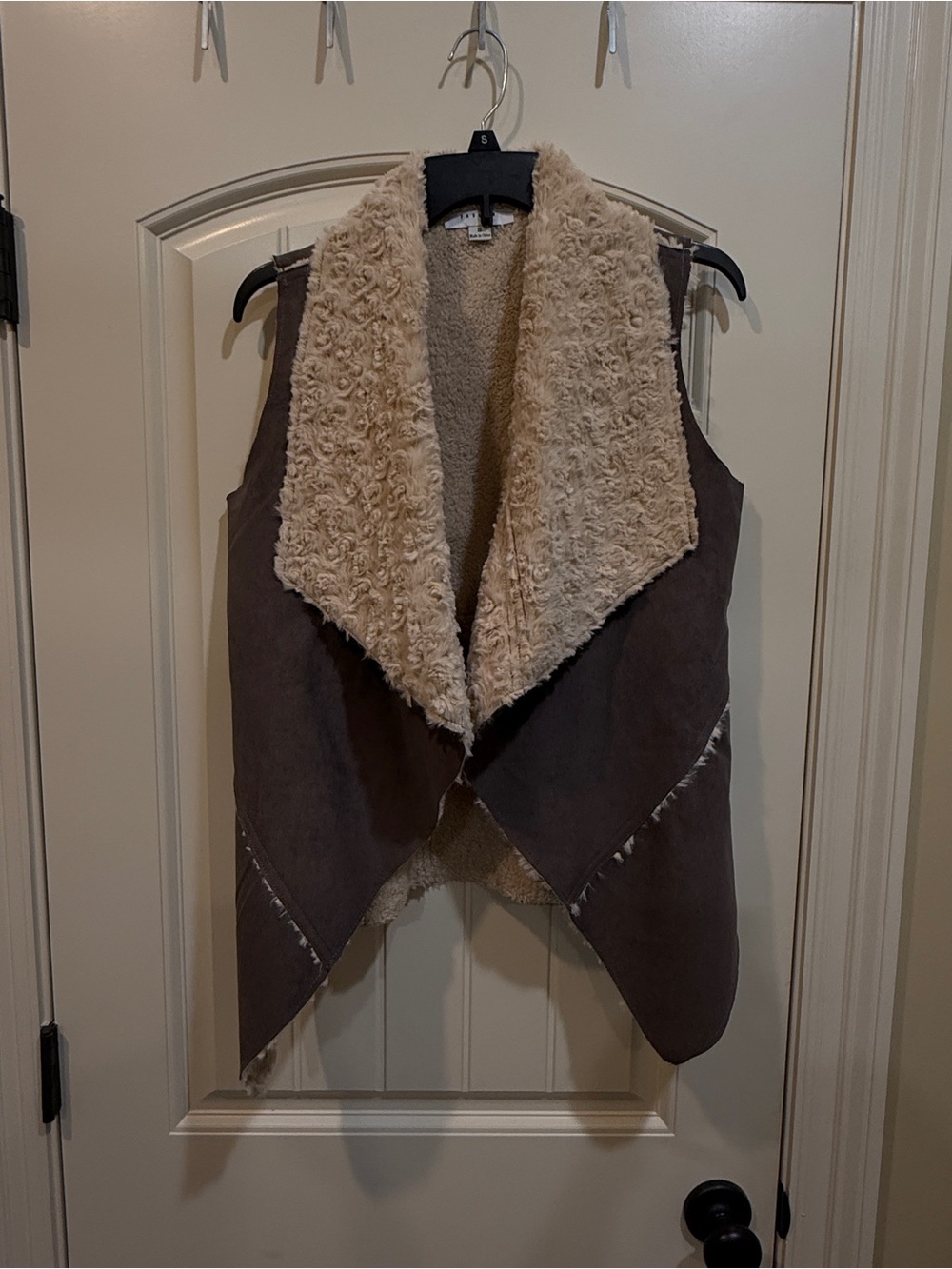 FAVLUX Taupe and Cream Faux Shearling Vest